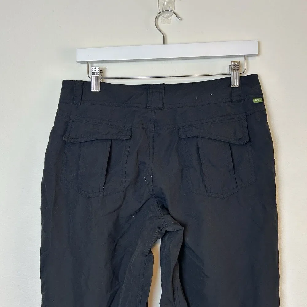 REI Pants Women's 8 Black Nylon UPF 50 Hiking Outdoor Gorpcore Ankle Zip Fishing - Picture 7 of 13